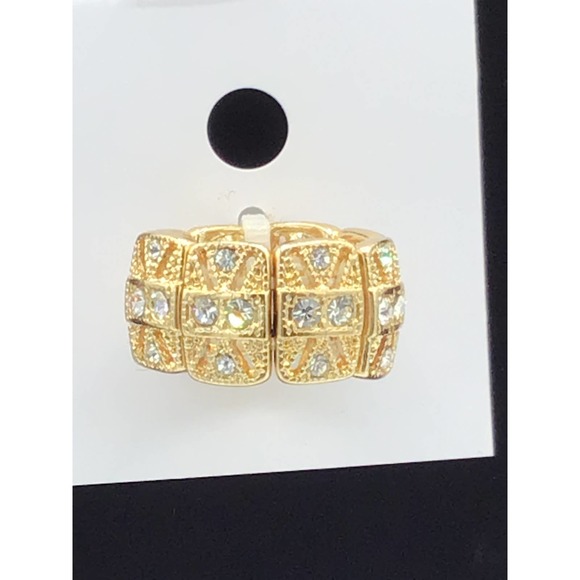 Gold And Rhinestone Stretch Ring - Picture 3 of 3